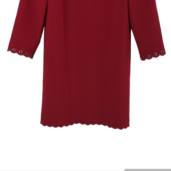 KATE SPADE Red Scalloped Grommet Trim Shift Dress Women's Size 2 - Picture 9 of 16